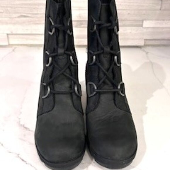 Sorel Leather Lace Up Wedge Boots - Picture 1 of 5